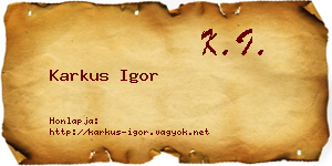 Karkus Igor névjegykártya